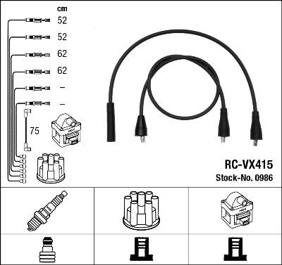 NGK 0986 - Комплект проводов зажигания abcparts.ee