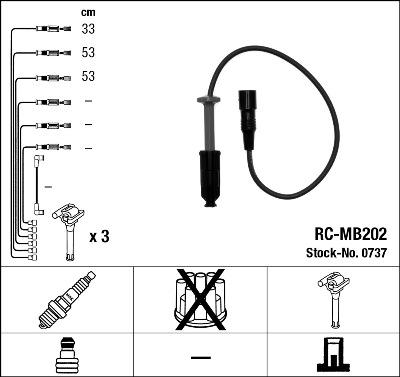 NGK 0737 - Комплект проводов зажигания abcparts.ee