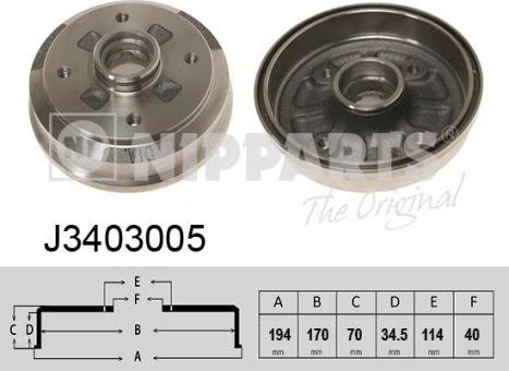 Nipparts J3403005 - Тормозной барабан abcparts.ee