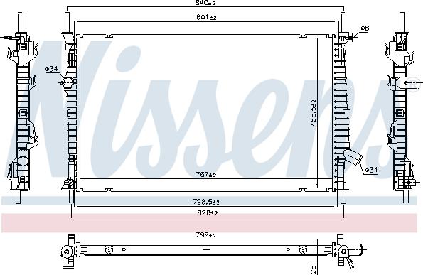 NISSENS 606537 - Радиатор, охлаждение двигателя abcparts.ee