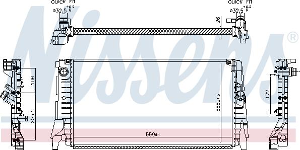 NISSENS 606340 - Радиатор, охлаждение двигателя abcparts.ee