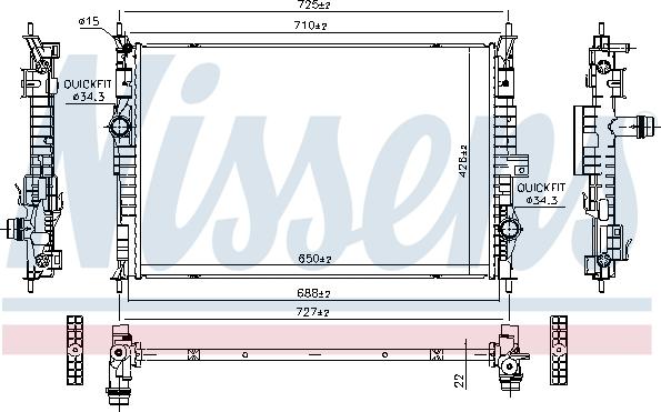 NISSENS 607184 - Радиатор, охлаждение двигателя abcparts.ee