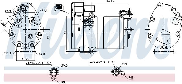 Nissens 891070 - Компрессор кондиционера abcparts.ee