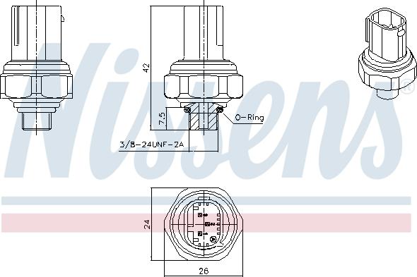 Nissens 301070 - Пневматический выключатель, кондиционер abcparts.ee