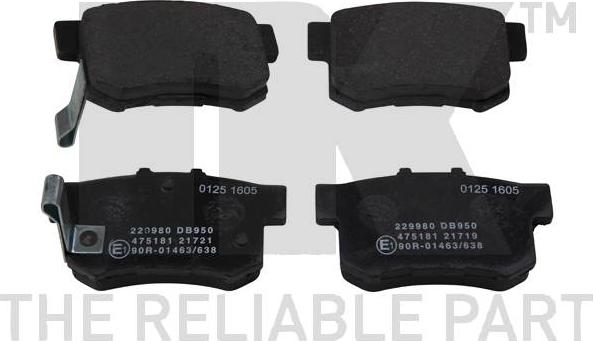 NK 229980 - Тормозные колодки, дисковые, комплект abcparts.ee