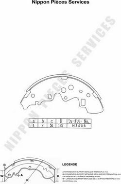 NPS M350A46 - Комплект тормозных колодок, барабанные abcparts.ee