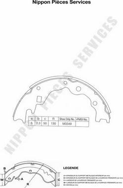 NPS M350A25 - Комплект тормозных колодок, барабанные abcparts.ee