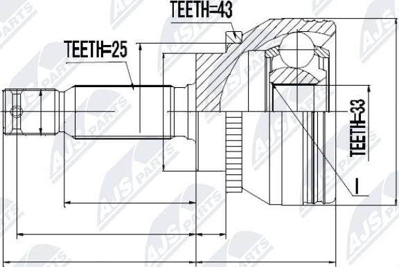 NTY NPZ-MS-035 - Комплект ШРУСа, приводной вал, шарнир abcparts.ee
