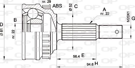 Open Parts CVJ5053.10 - Комплект ШРУСа, приводной вал, шарнир abcparts.ee