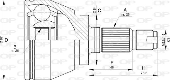 Open Parts CVJ5746.10 - Комплект ШРУСа, приводной вал, шарнир abcparts.ee