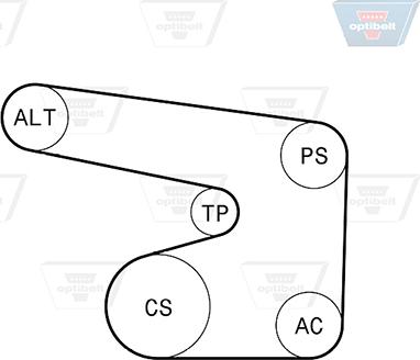 Optibelt 6 PK 1900KT1 - Поликлиновый ременный комплект abcparts.ee