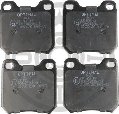 OPTIMAL BP-09480 - Тормозные колодки, дисковые, комплект abcparts.ee