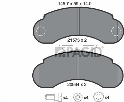 Pagid T9025N - Тормозные колодки, дисковые, комплект abcparts.ee
