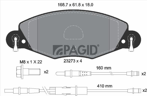 Pagid T9104N - Тормозные колодки, дисковые, комплект abcparts.ee