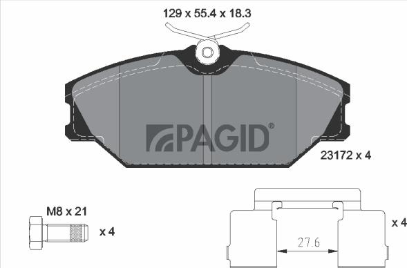 Pagid T9101N - Тормозные колодки, дисковые, комплект abcparts.ee