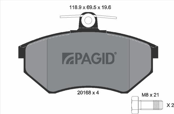 Pagid T5051N - Тормозные колодки, дисковые, комплект abcparts.ee