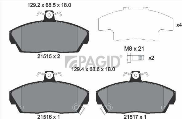 Pagid T5065N - Тормозные колодки, дисковые, комплект abcparts.ee