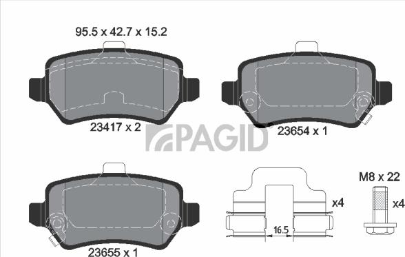 Pagid T5158N - Тормозные колодки, дисковые, комплект abcparts.ee