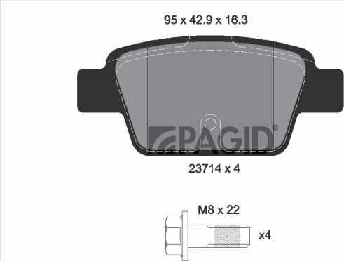 Pagid T5165N - Тормозные колодки, дисковые, комплект abcparts.ee