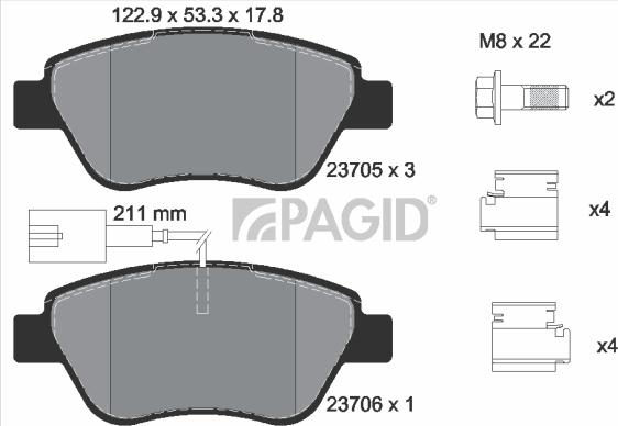 Pagid T5162N - Тормозные колодки, дисковые, комплект abcparts.ee