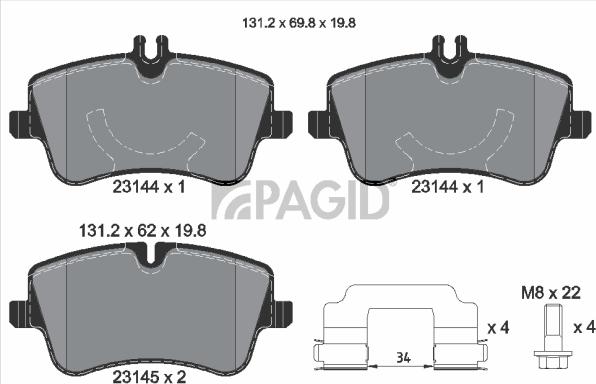 Pagid T5111N - Тормозные колодки, дисковые, комплект abcparts.ee