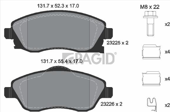 Pagid T5128N - Тормозные колодки, дисковые, комплект abcparts.ee