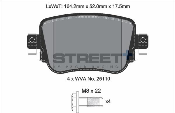 PAGID Racing T8108SP2001 - Тормозные колодки, дисковые, комплект abcparts.ee