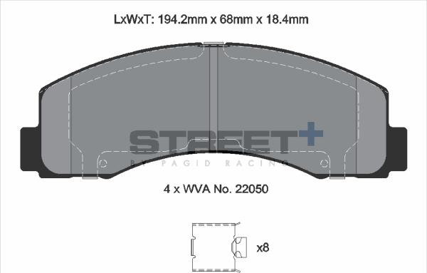 PAGID Racing T8208SP2001 - Тормозные колодки, дисковые, комплект abcparts.ee