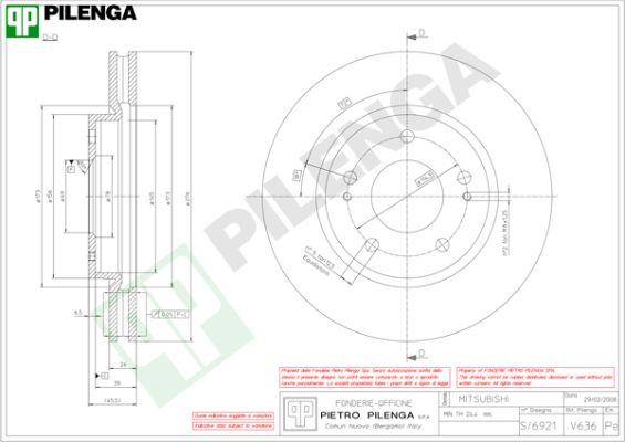 Pilenga V636 - Тормозной диск abcparts.ee