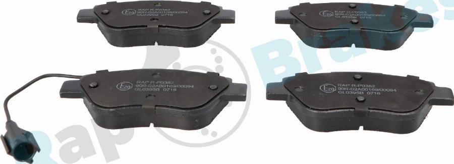 RAP BRAKES R-P0382 - Тормозные колодки, дисковые, комплект abcparts.ee