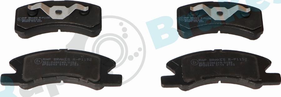 RAP BRAKES R-P1152 - Тормозные колодки, дисковые, комплект abcparts.ee