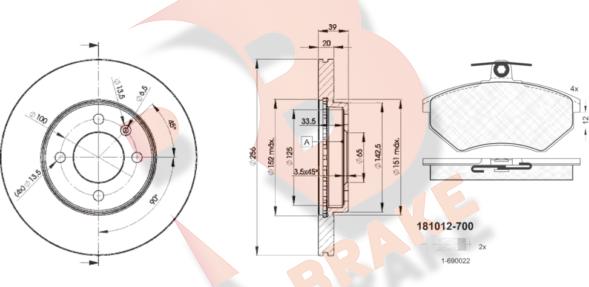 R Brake 3R10123790 - Дисковый тормозной механизм, комплект abcparts.ee