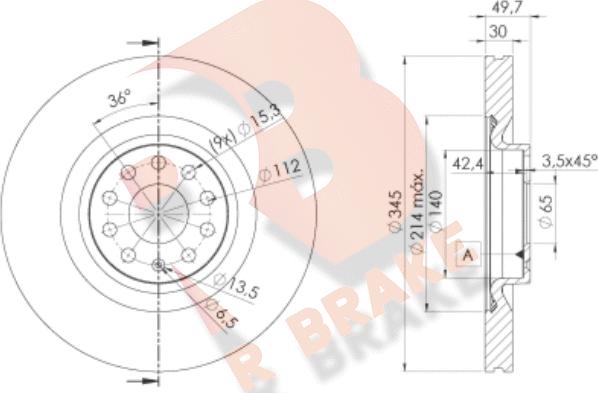 R Brake 78RBD14083 - Тормозной диск abcparts.ee