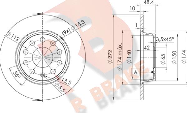 R Brake 78RBD25637 - Тормозной диск abcparts.ee