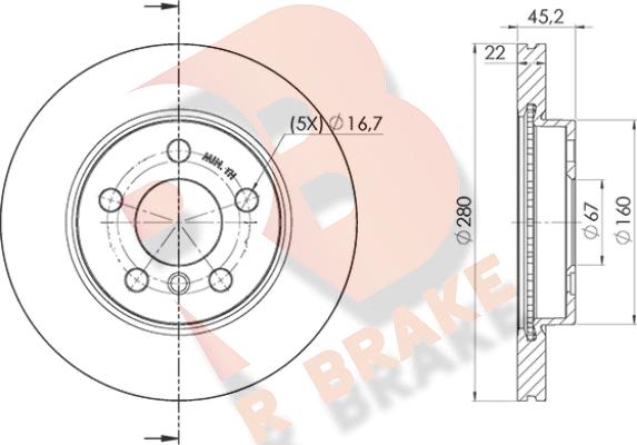 R Brake 78RBD20039 - Тормозной диск abcparts.ee