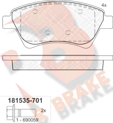 R Brake RB1535-701 - Тормозные колодки, дисковые, комплект abcparts.ee