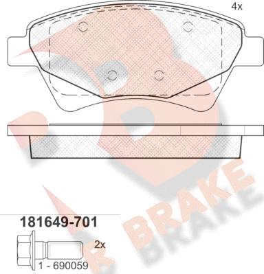 R Brake RB1649-701 - Тормозные колодки, дисковые, комплект abcparts.ee