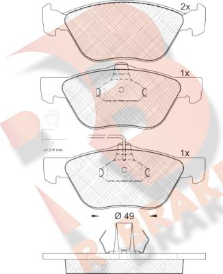 R Brake RB1601 - Тормозные колодки, дисковые, комплект abcparts.ee