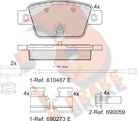 R Brake RB2043 - Тормозные колодки, дисковые, комплект abcparts.ee