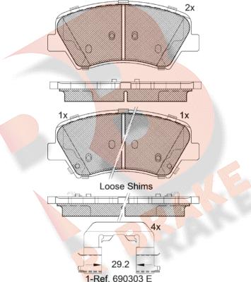 R Brake RB2029 - Тормозные колодки, дисковые, комплект abcparts.ee
