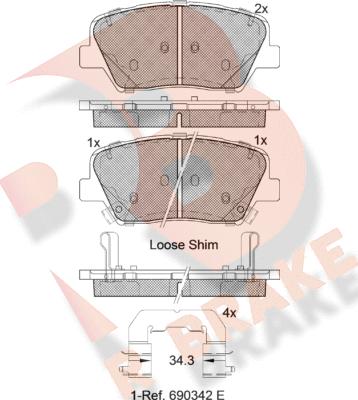 R Brake RB2147 - Тормозные колодки, дисковые, комплект abcparts.ee