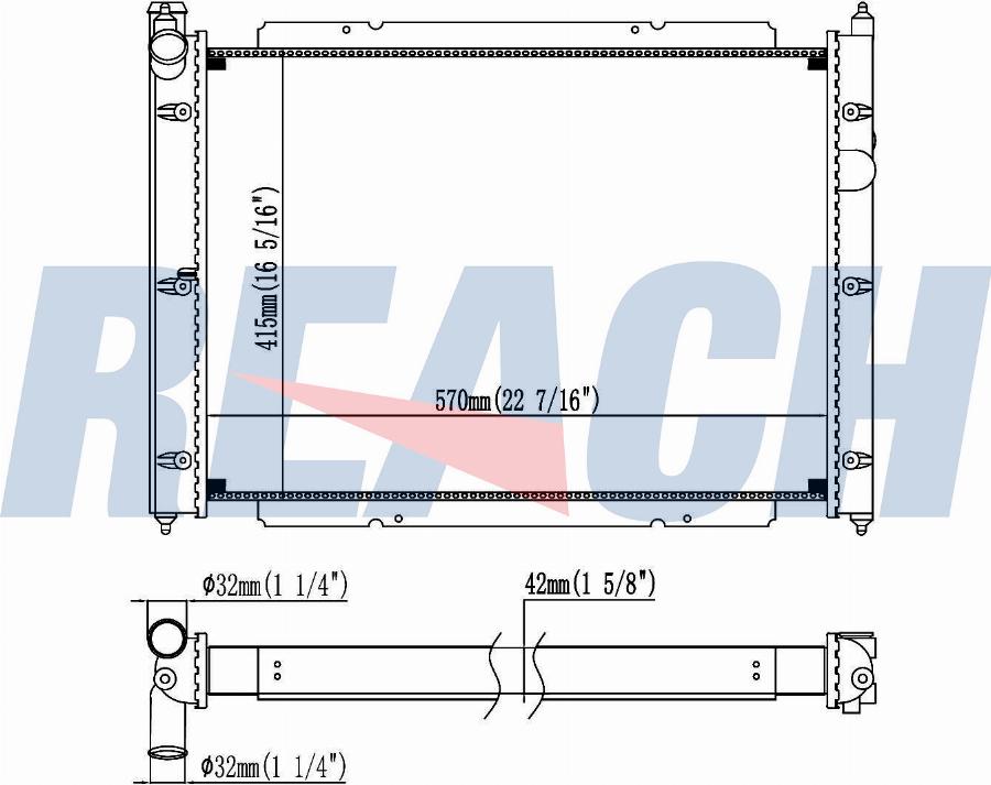 REACH 1.40.15154.542 - Радиатор, охлаждение двигателя abcparts.ee