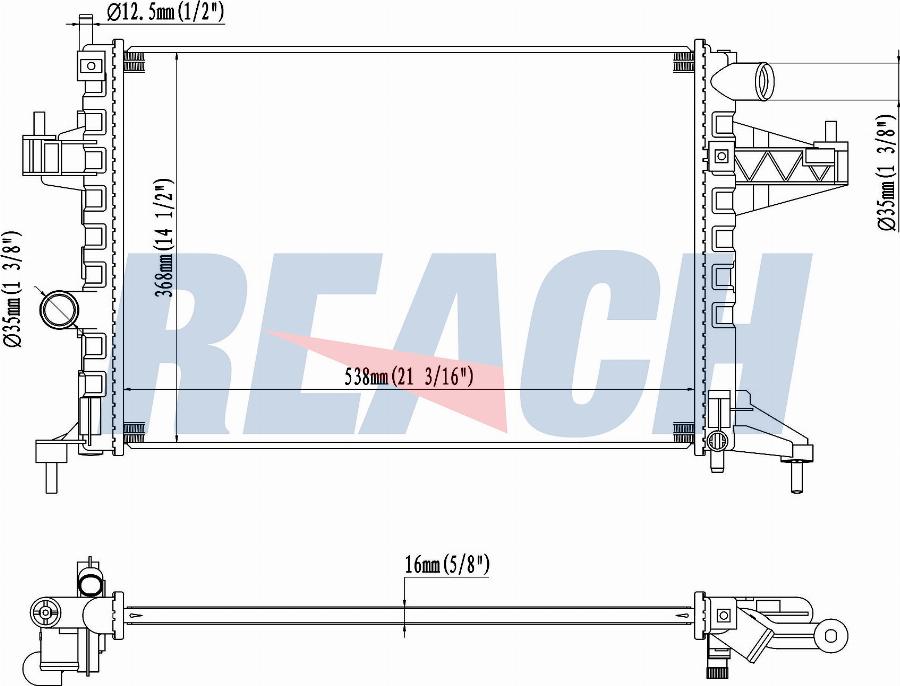 REACH 1.40.17114.116 - Радиатор, охлаждение двигателя abcparts.ee