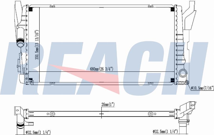 REACH 1.40.21540.026 - Радиатор, охлаждение двигателя abcparts.ee
