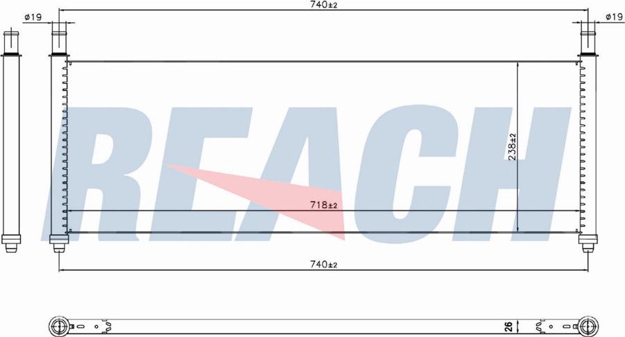 REACH 1.40.22668.126 - Радиатор, охлаждение двигателя abcparts.ee