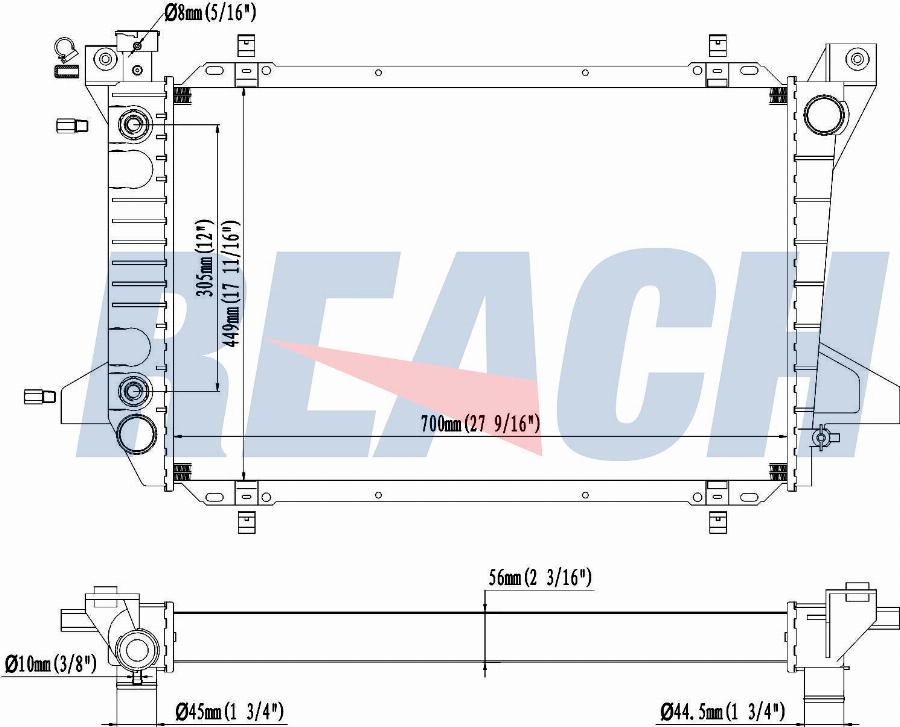 REACH 1.41.1451.156 - Радиатор, охлаждение двигателя abcparts.ee
