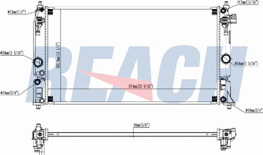 REACH 1.41.13591.016 - Радиатор, охлаждение двигателя abcparts.ee