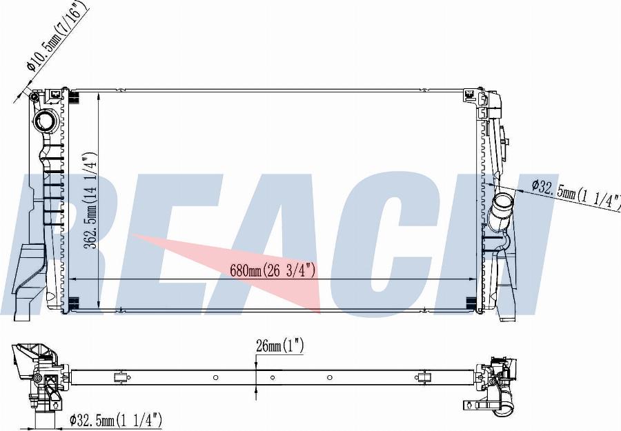 REACH 1.41.13543.026 - Радиатор, охлаждение двигателя abcparts.ee