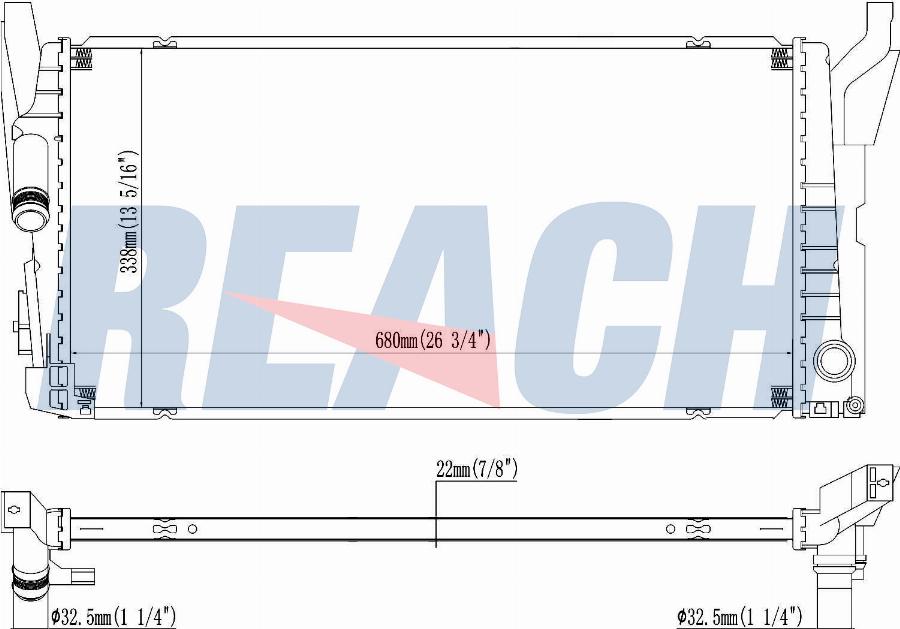 REACH 1.41.13543.122 - Радиатор, охлаждение двигателя abcparts.ee