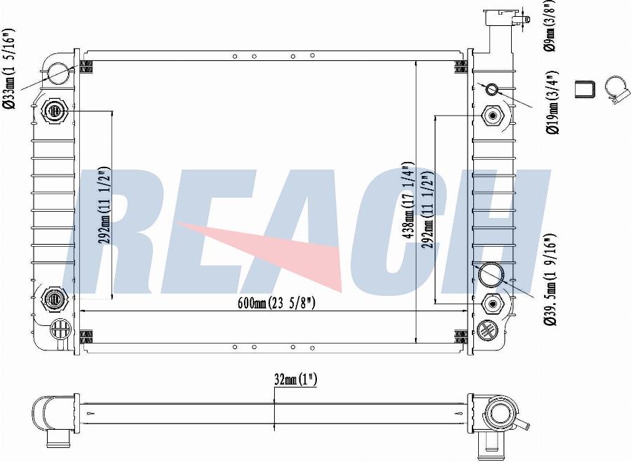 REACH 1.41.312.132 - Радиатор, охлаждение двигателя abcparts.ee